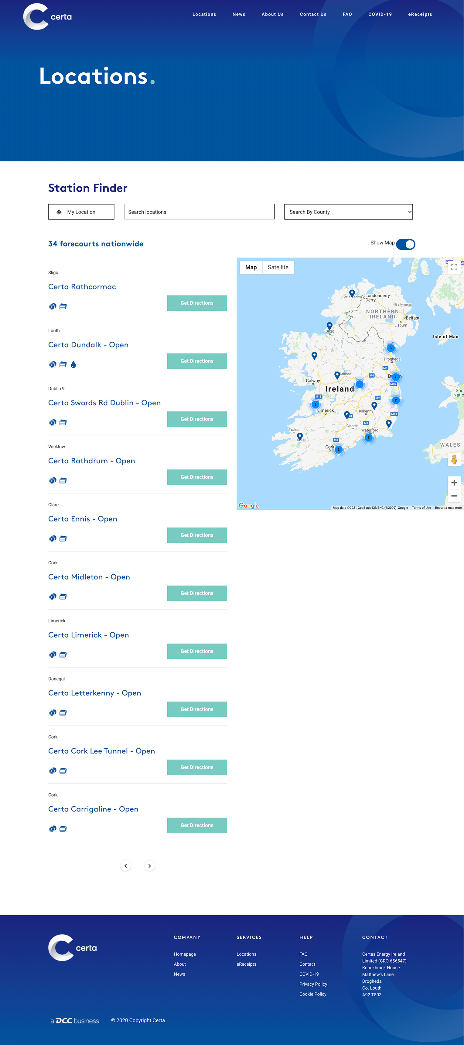 Certa Fuel locations search and accompanying interactive map