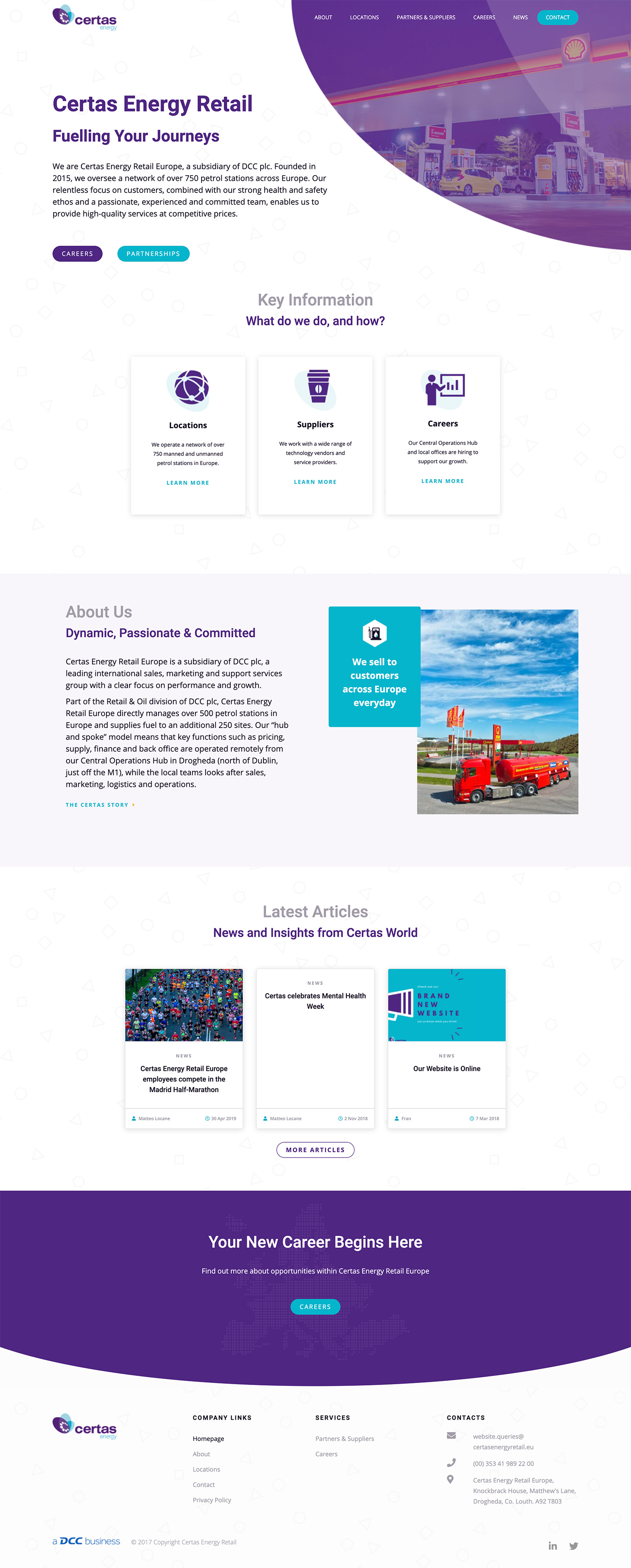 Certas Energy homepage, information about the company