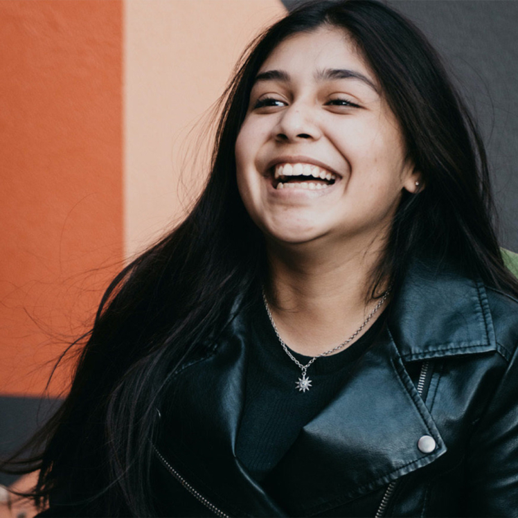 young female person smiling